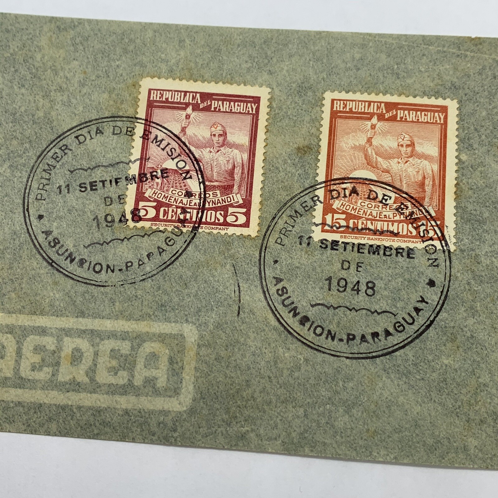 1948 PARAGUAY COVER MADE OF GLASSINE PAPER WITH ASUNCION CANCELS