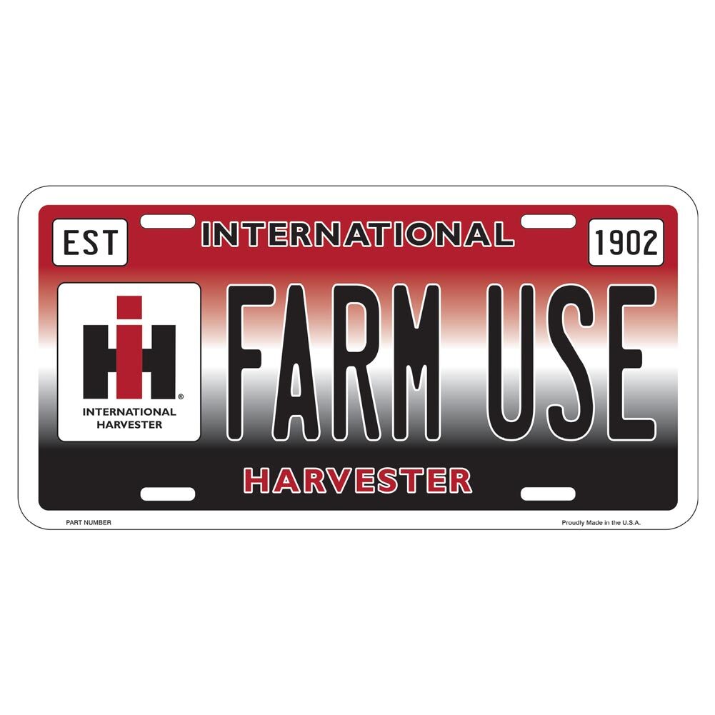 Farm Use License Plate with International Harvester IH Logo 16208