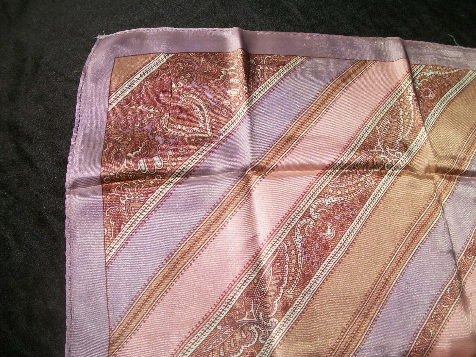 Vintage Scarf Printed Shades of Mauve Lavender Tan SC67