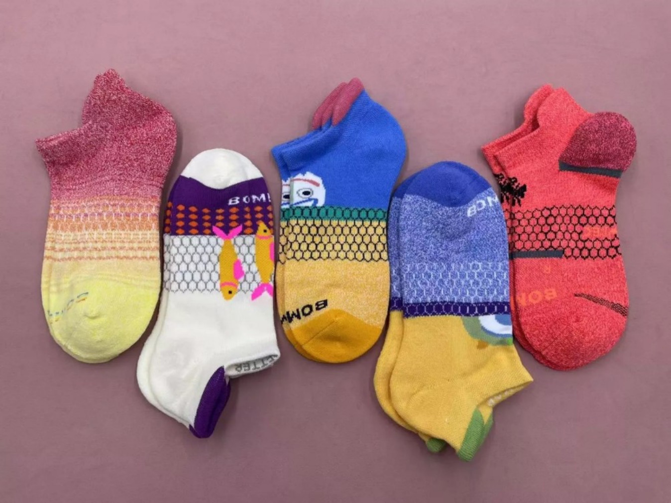 5 pairs/Set Bombas Women's Solid Honeycomb Ankle socks - Size Medium 8-10.5