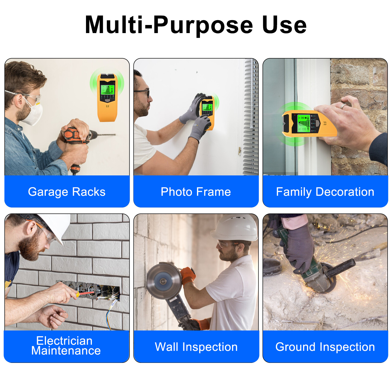 5 in 1 Stud Finder Wall Scanner for Wood AC Wire Metal Pipe LCD Display Detector