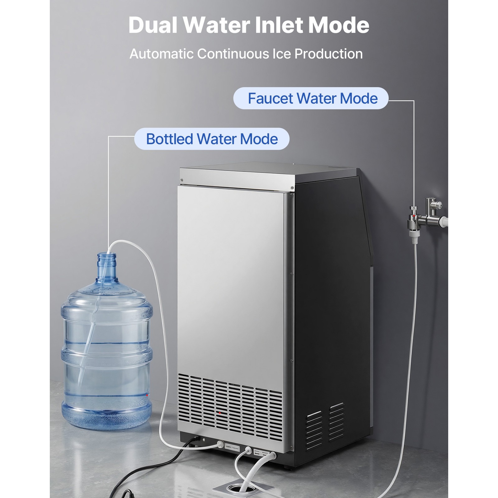 Uimoso Commercial Ice Maker Machine,120lbs Daily Output, 30 lbs Storage Capacity