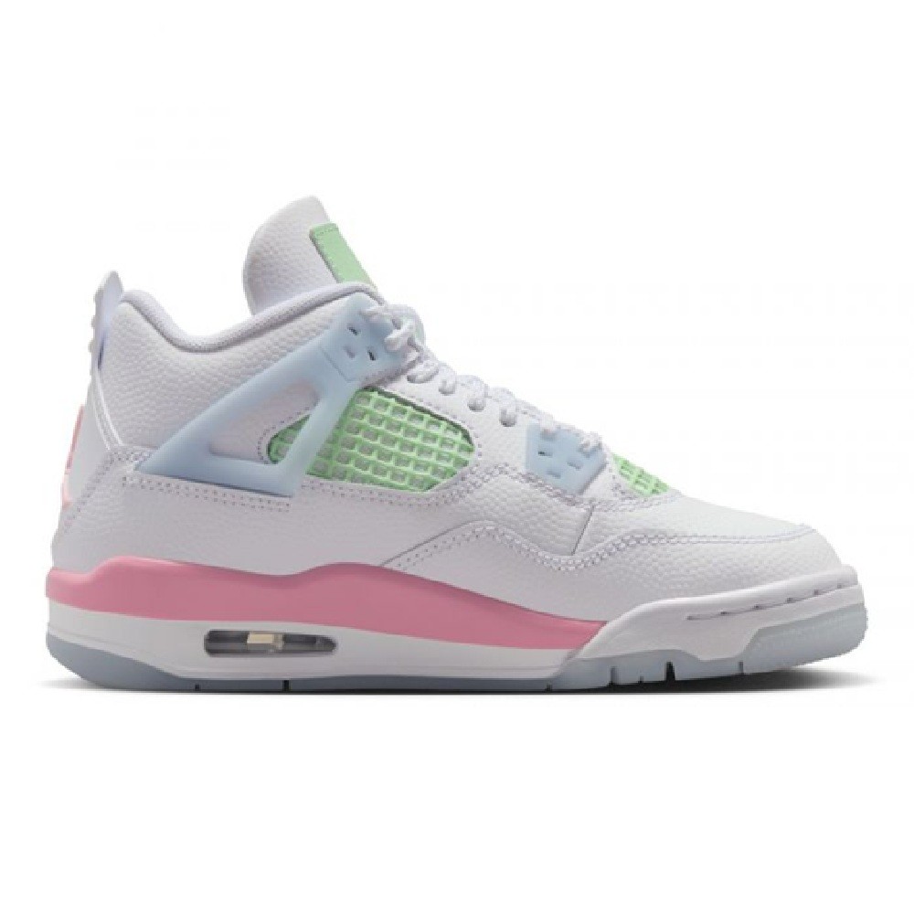 Big Kid's Jordan 4 Retro "V-Day" White/Med Soft Pink-Half Blue (IB7068 100)