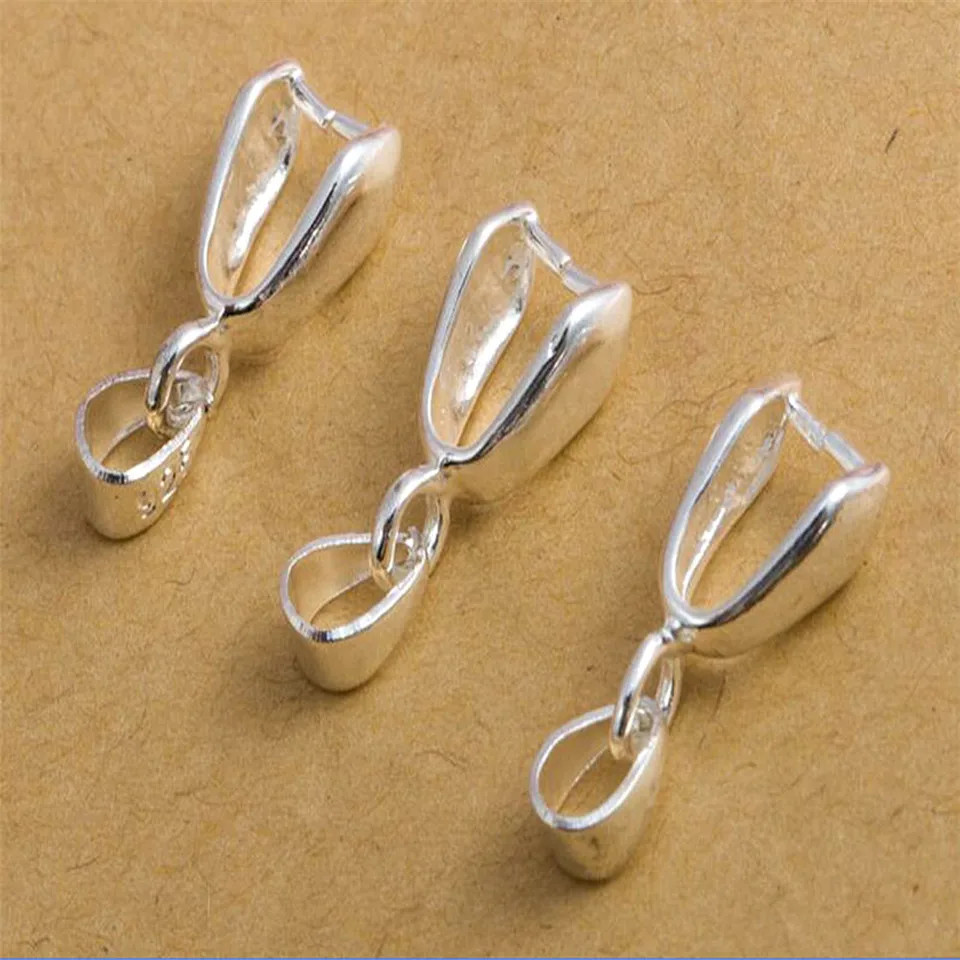 10pc 925 Sterling Silver Bail Connector Pinch Clasp Pendant DIY Jewelry Making
