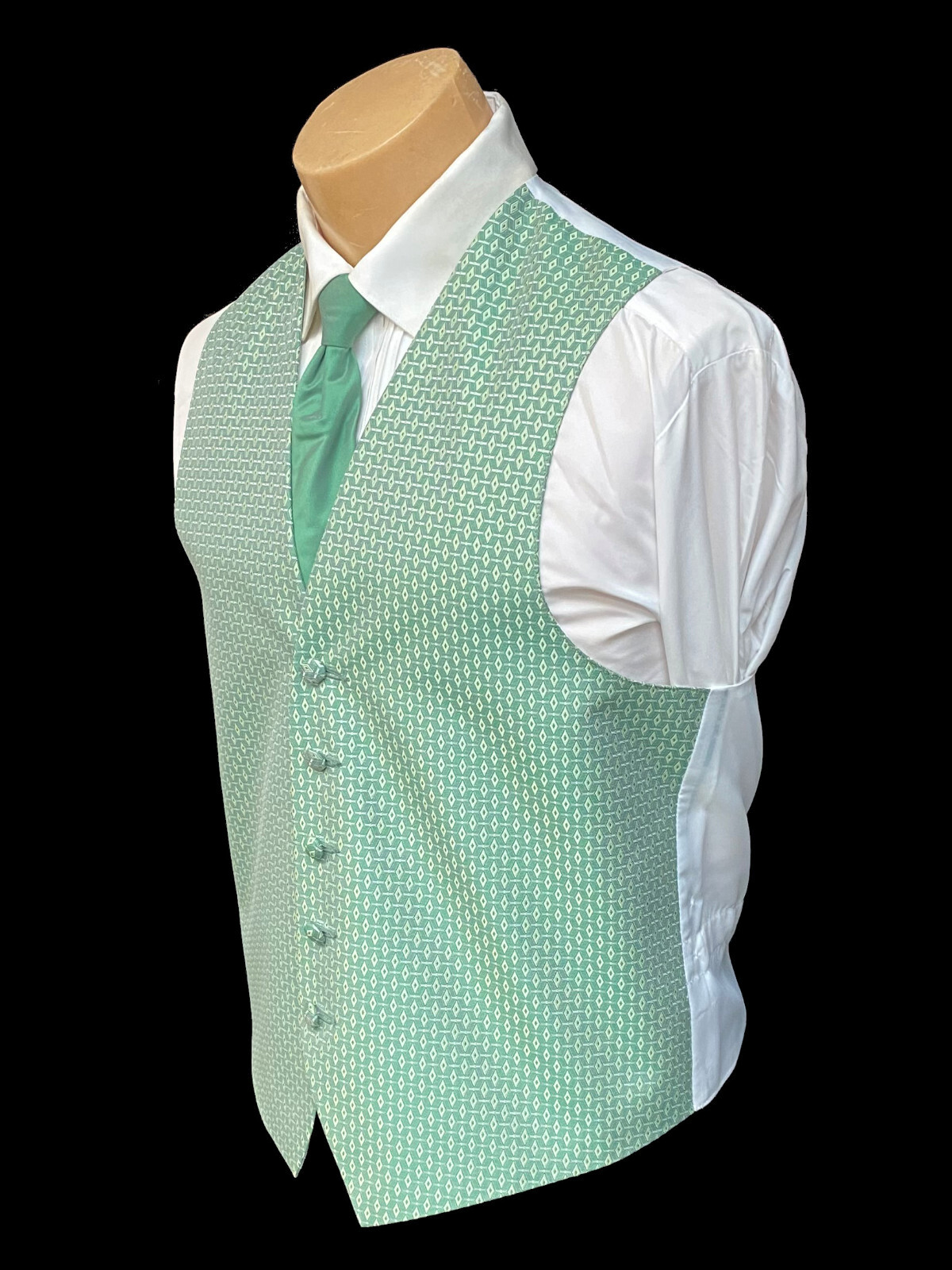 Men's After Six Clover Green Tuxedo Vest & Tie Free Shipping Big & Tall Sizes