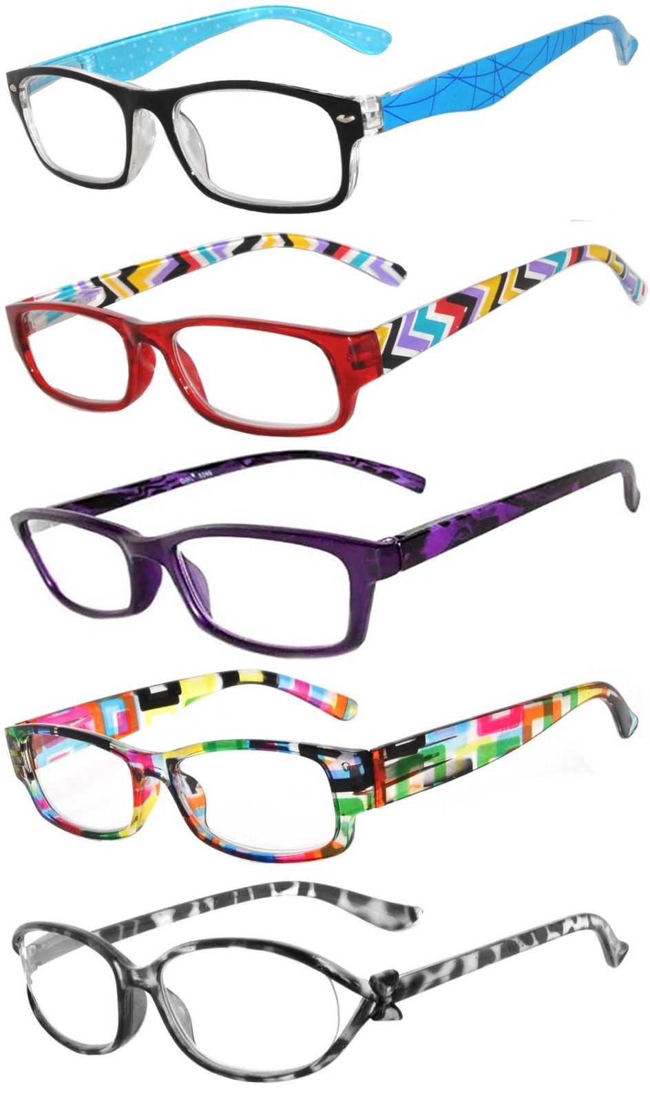 5 Pack Women's Reading Glasses - Assorted Color Readers - Liquidation Sale