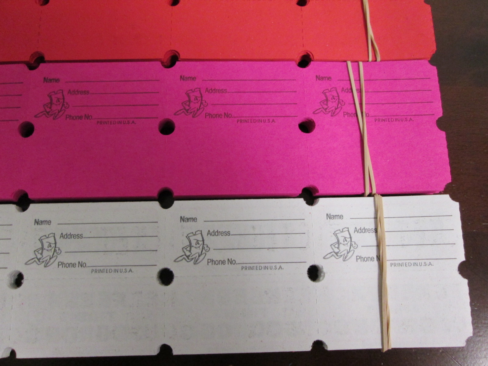 1 Case Raffle Tickets 20 Rolls 2000 Ea. 50/50 Assorted Double Stub Split the Pot