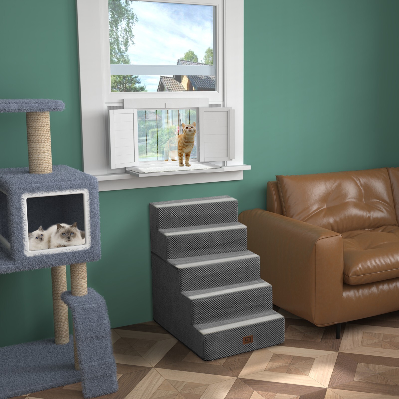 Deluxe Universal Cat Window Box, Waterproof Window Catio Perch Cat Bed