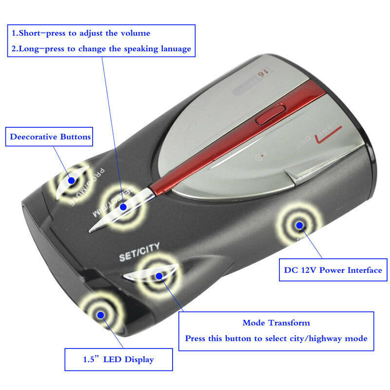 16-Band 360 Degree Cobra XRS9880 Laser Anti Radar Detector LED Display Univer