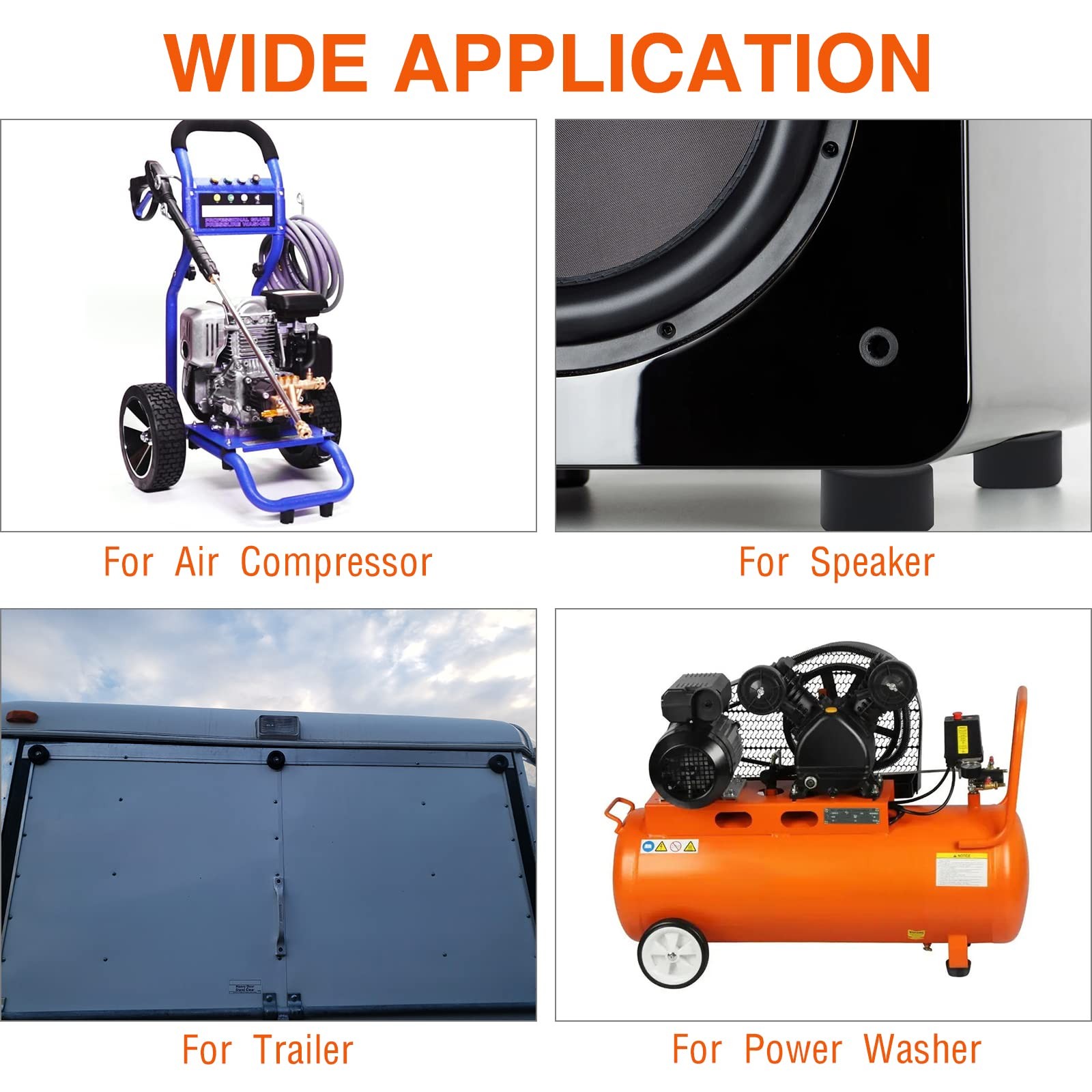 Air Compressor Isolator Pads - 4 Pack Replacement Rubber Feet 192310GS Black