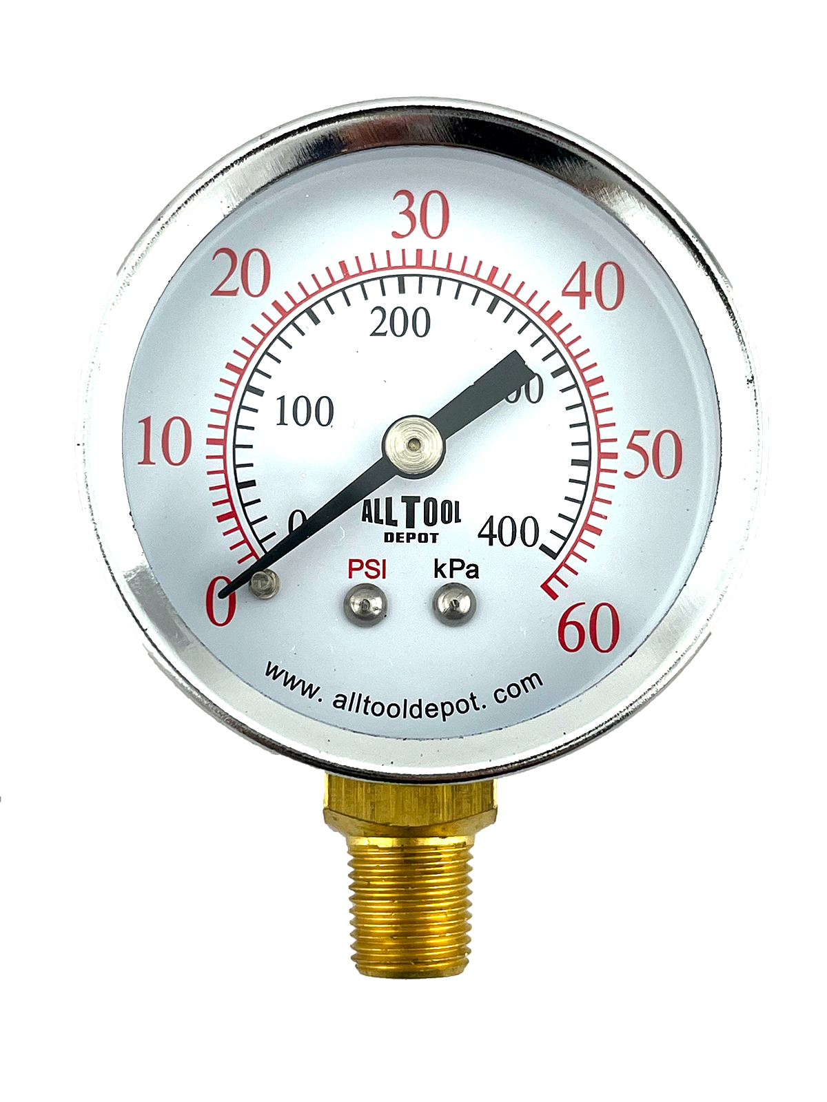 Air Pressure Gauge 2" Dial Side Mount 1/8"NPT - 0 to 60PSI