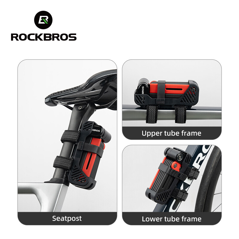 ROCKBROS Bike Folding Lock Heavy Duty Lock Anti-theft Portable &Mounting Bracket