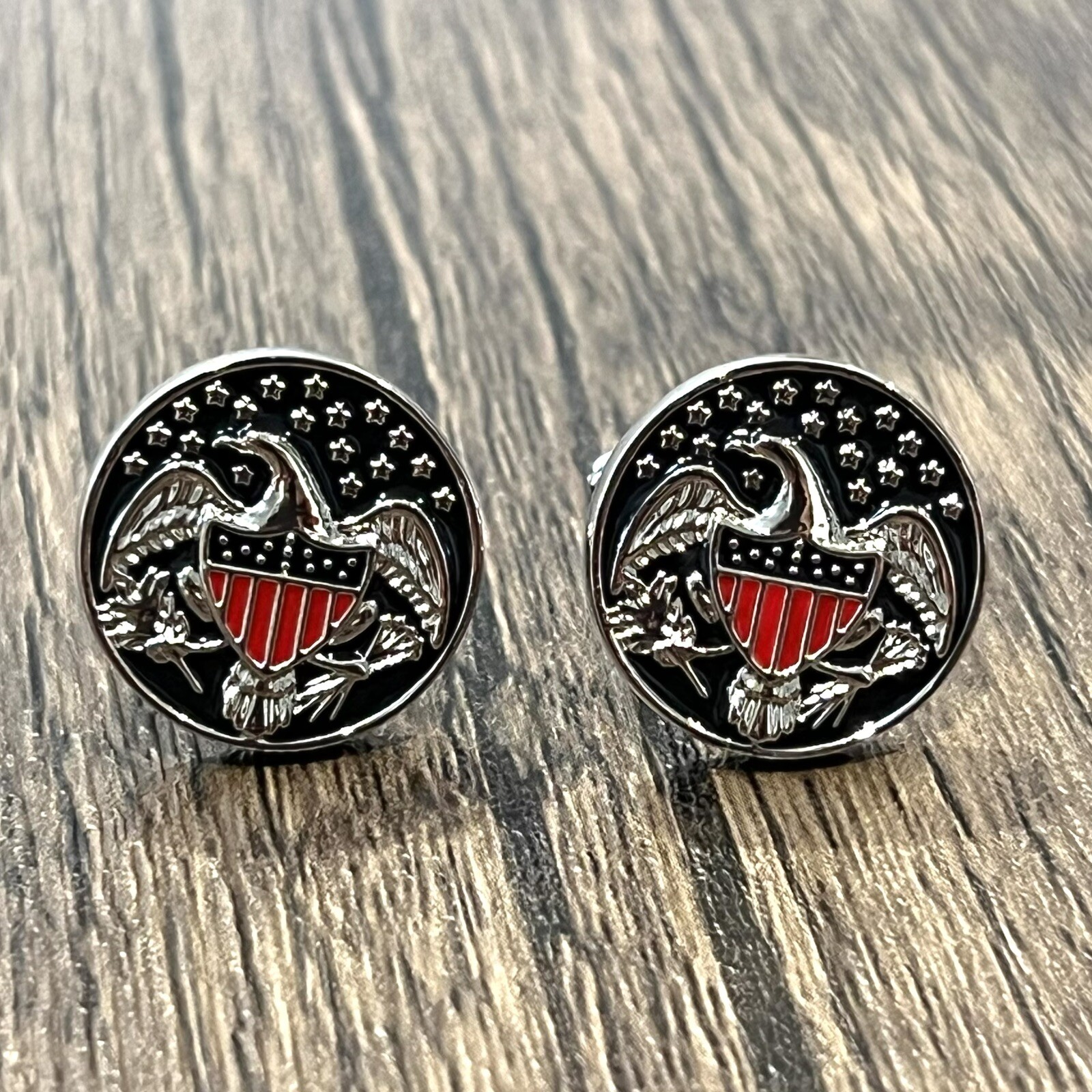 USA Flag Eagle Cufflinks For Men Birthday Wedding Gift Star Eagle Round Cufflink