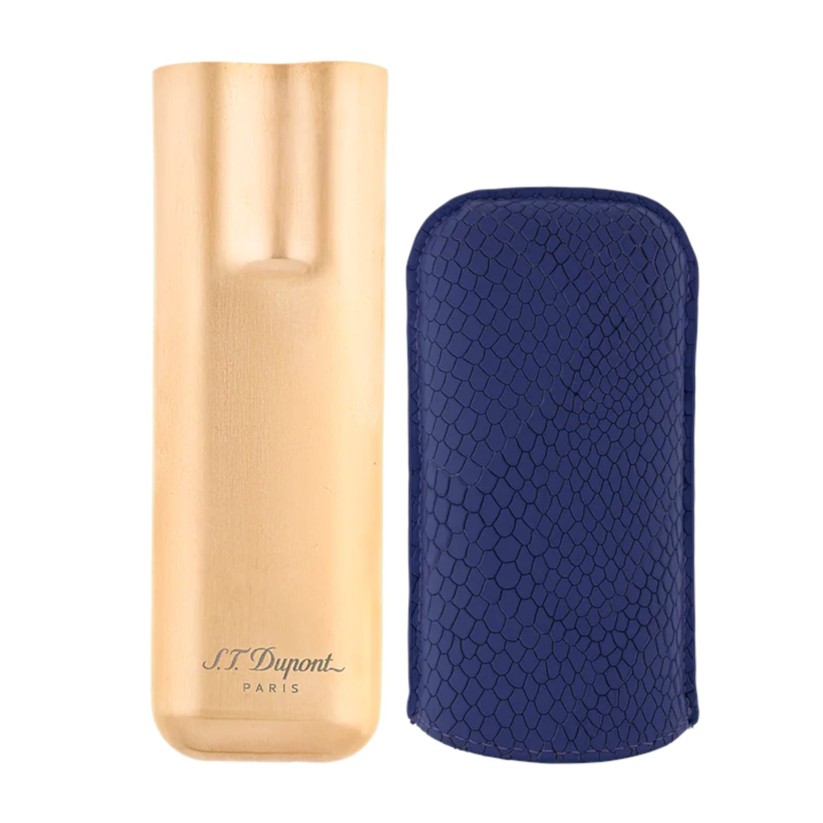 S.T.Dupont 183274 DRAGON Double Cigar Case / Cigar Holder Royal Blue & Gold NEW
