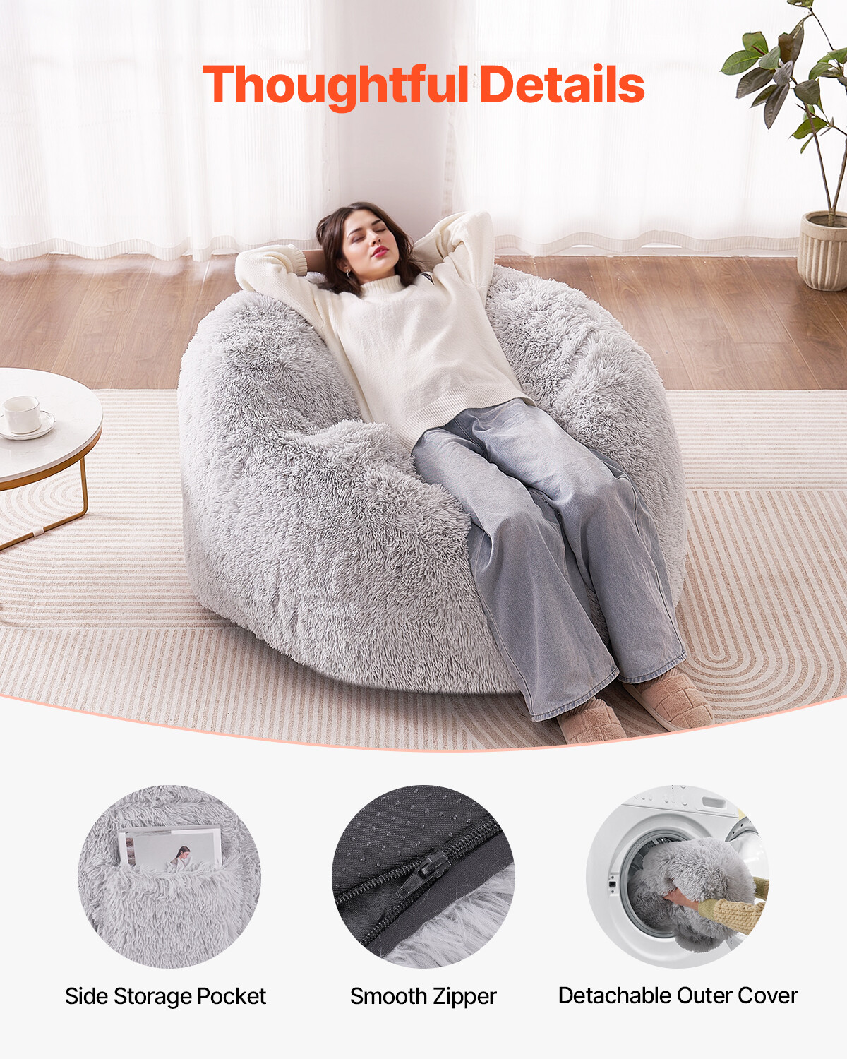 Bean Bag Bed Chair Convertible from Chair to Lounge or Mattress Grey-Queen