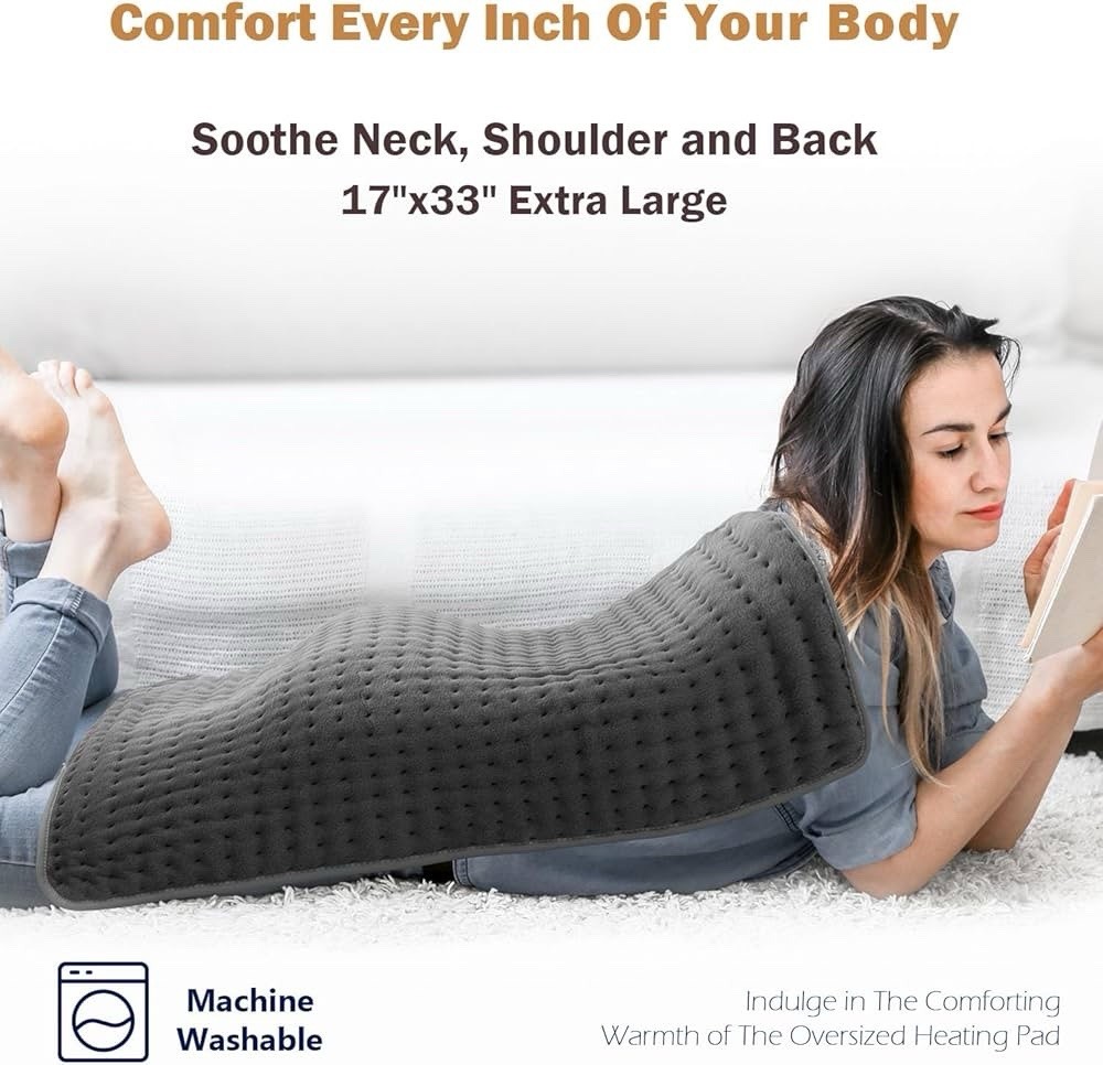 17x33 Inch Extra Large Electric Heating Pad Soft Plush w/ Digital Controller