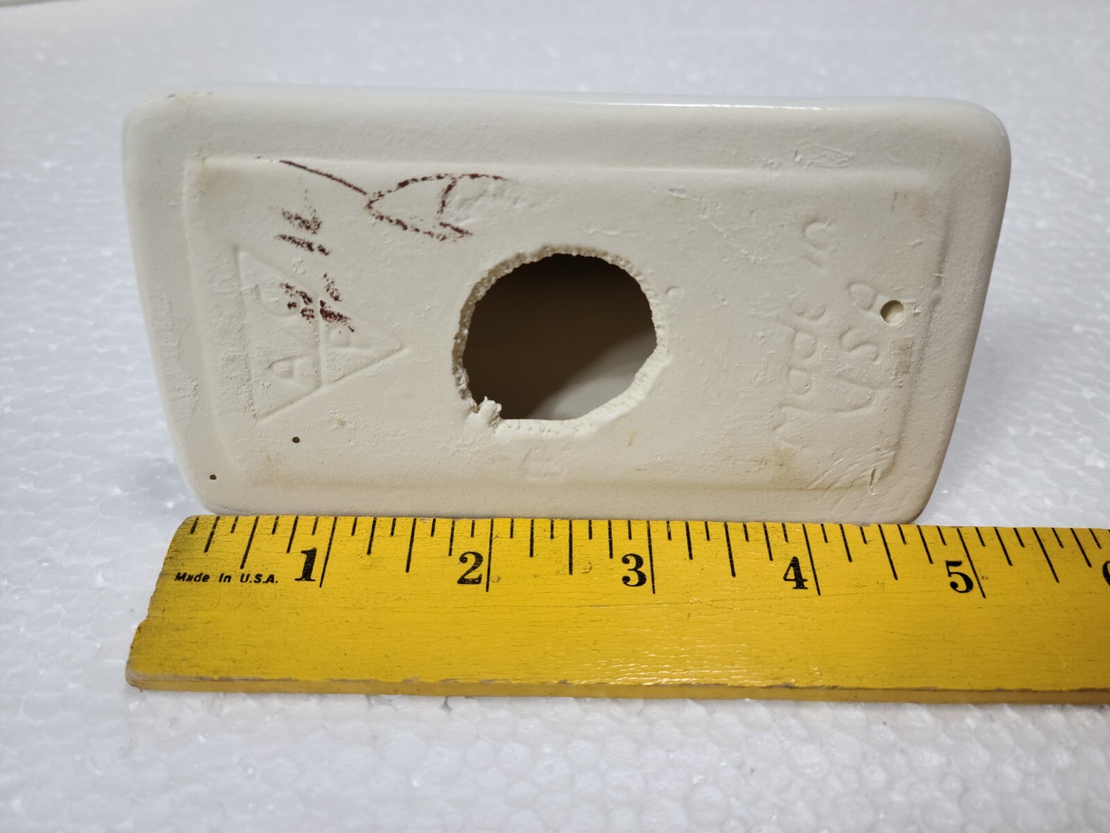 Vintage White Ceramic Towel Bar Rod Rack Post Holders Flat Back Glue over Tile