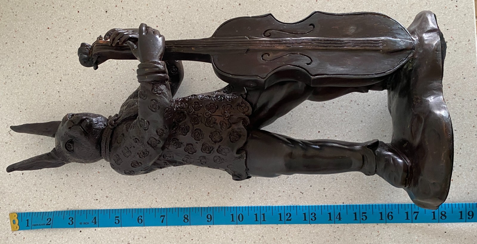 Vtg 17" Bronze Anthropomorphic Rabbit Sculpture Playing Cello Maitland Smith MCM