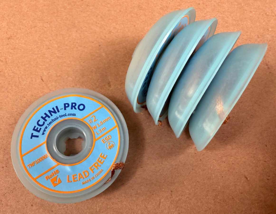 5 ROLLS 50' Techni-Pro Techni-Tool Solder Wick 1.5mm x 10 ft Size #2 - FREE SHIP