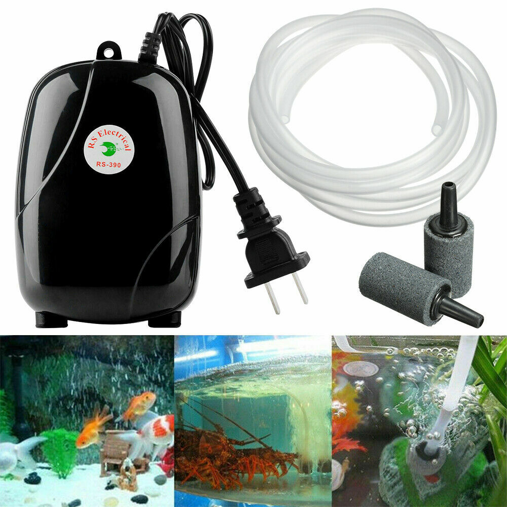 Silent Air Pump Aquarium Fish Tank Pumps Hydroponic Oxygen 2 Outlets Bubble Tube