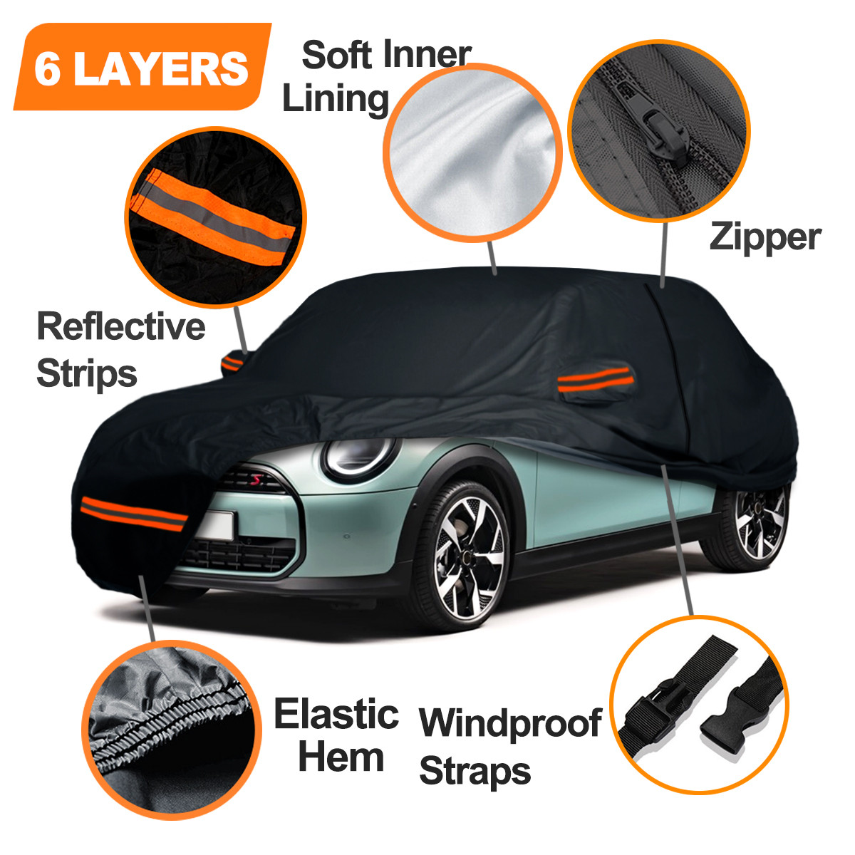 6 Layer CAR COVER & Cotton Zip CUSTOM For Mini Cooper 02-25 OUTDOOR All-Weather