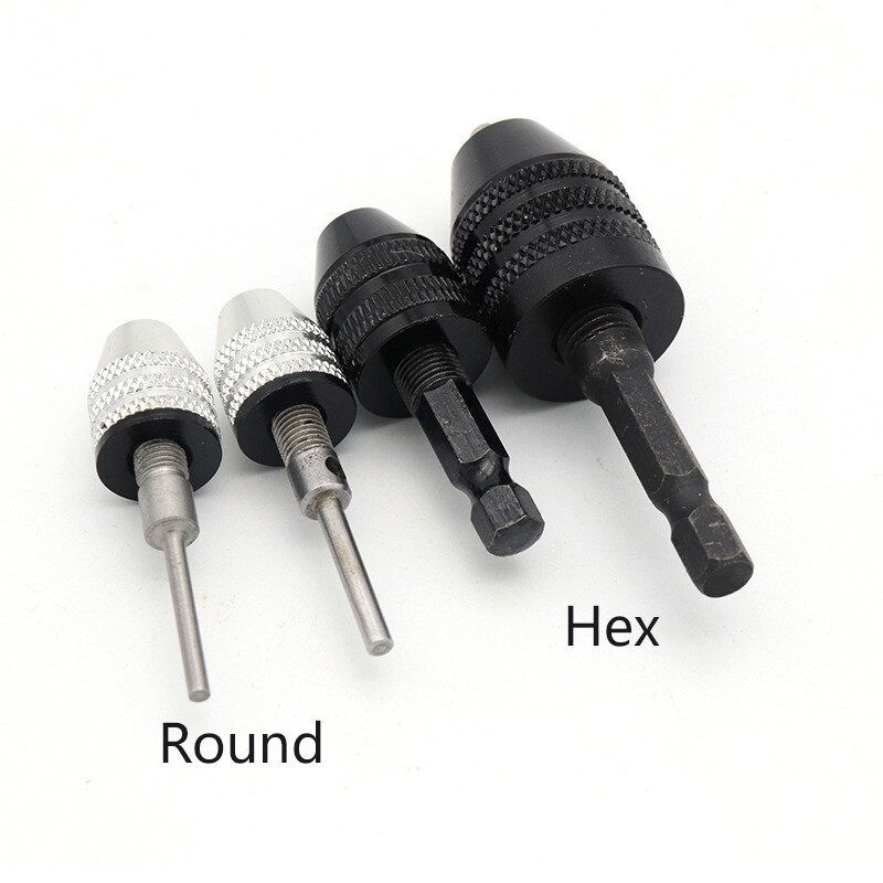 Keyless Drill Bit Chuck Hex/Round Shank For Dremel Accessories Adapter Converter