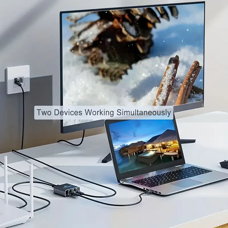 RJ45 Gigabit Ethernet Splitter 1000Mbps LAN Network Internet 1 to 2 Out Adapter