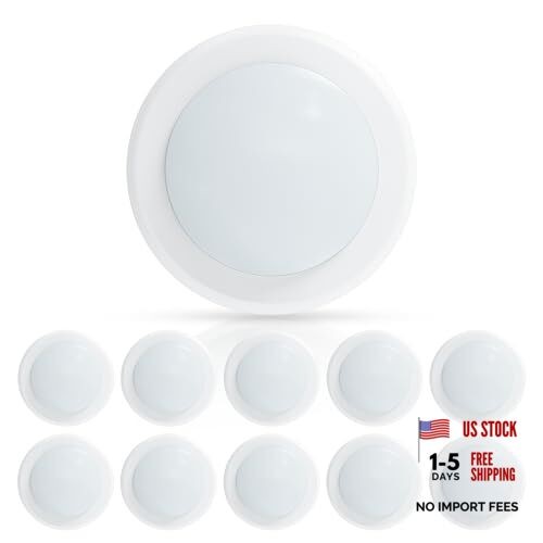 10 Pack 6" LED Disk Light, Dimmable Flush Mount Ceiling 5000K Daylight