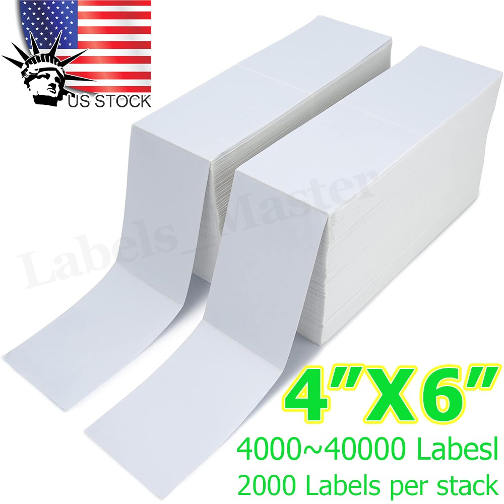 4x6 Fanfold Direct Thermal Shipping Labels Perforated for Zebra & Rollo Printers