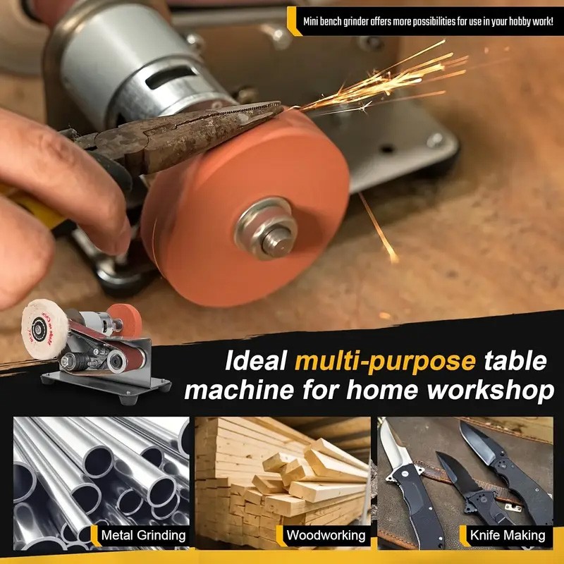 Mini Electric Belt Sander DIY Polishing Grinding Machine Cutter Edges Sharpener