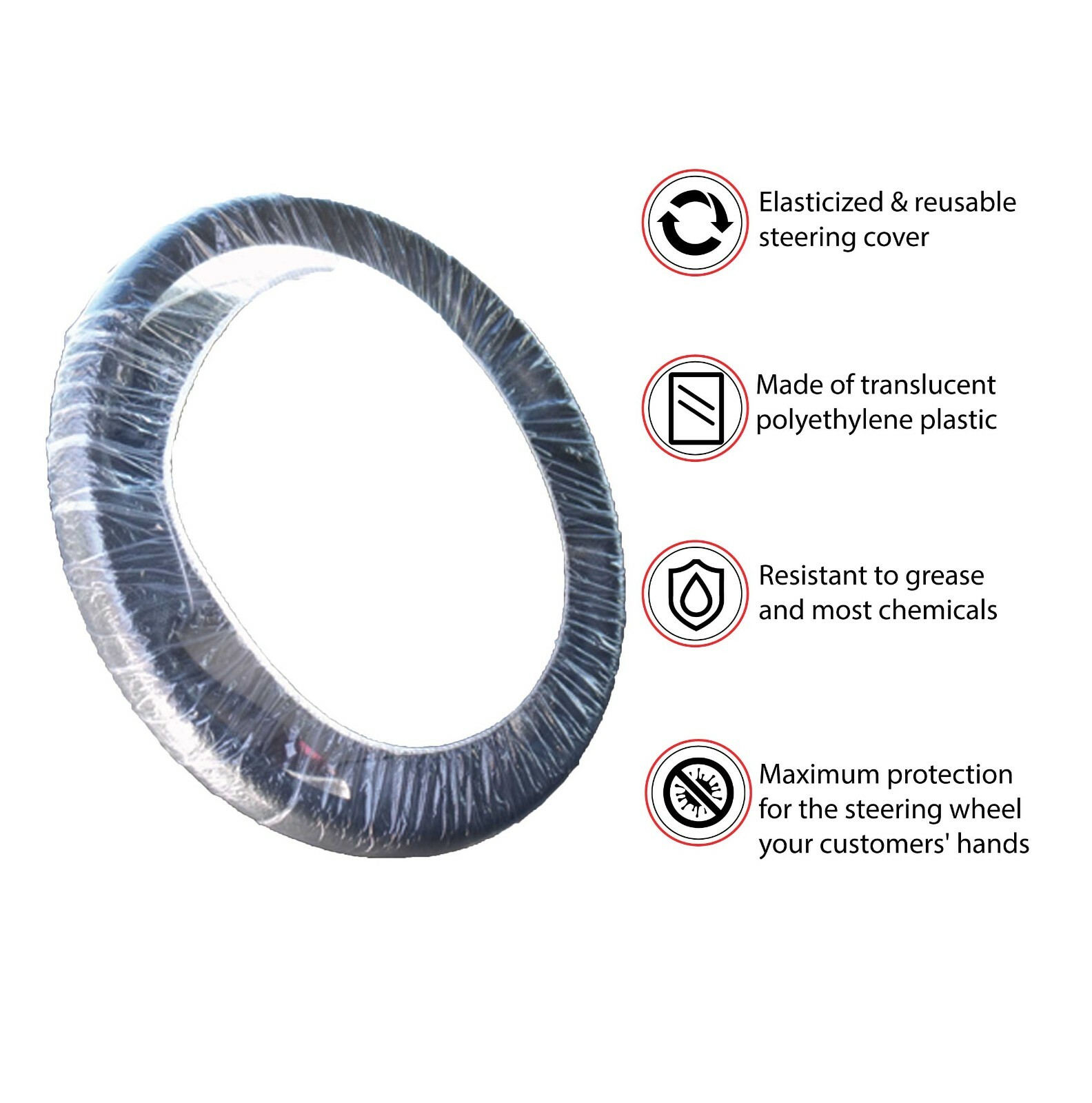 Steering Wheel Protector Clear Plastic Cover Disposable Pack of 100