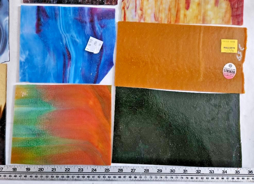 9 & 1/4 Pounds of Assorted Multicolor Stained-Glass Large Scraps/Sheets