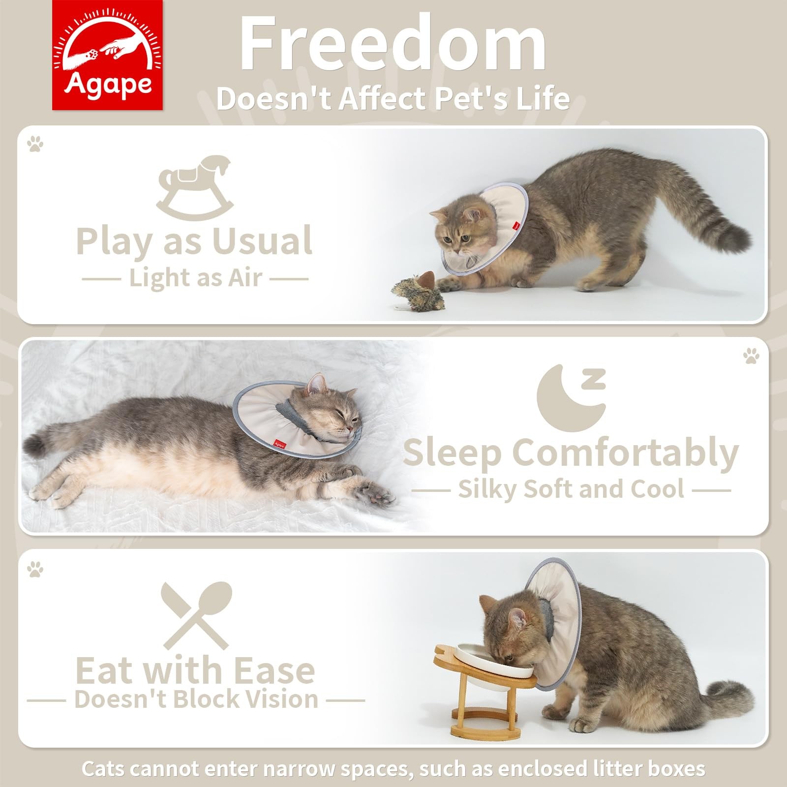 Agape Comfortable Cat Cone - Lightweight Soft Recovery Collar for Cats After ...