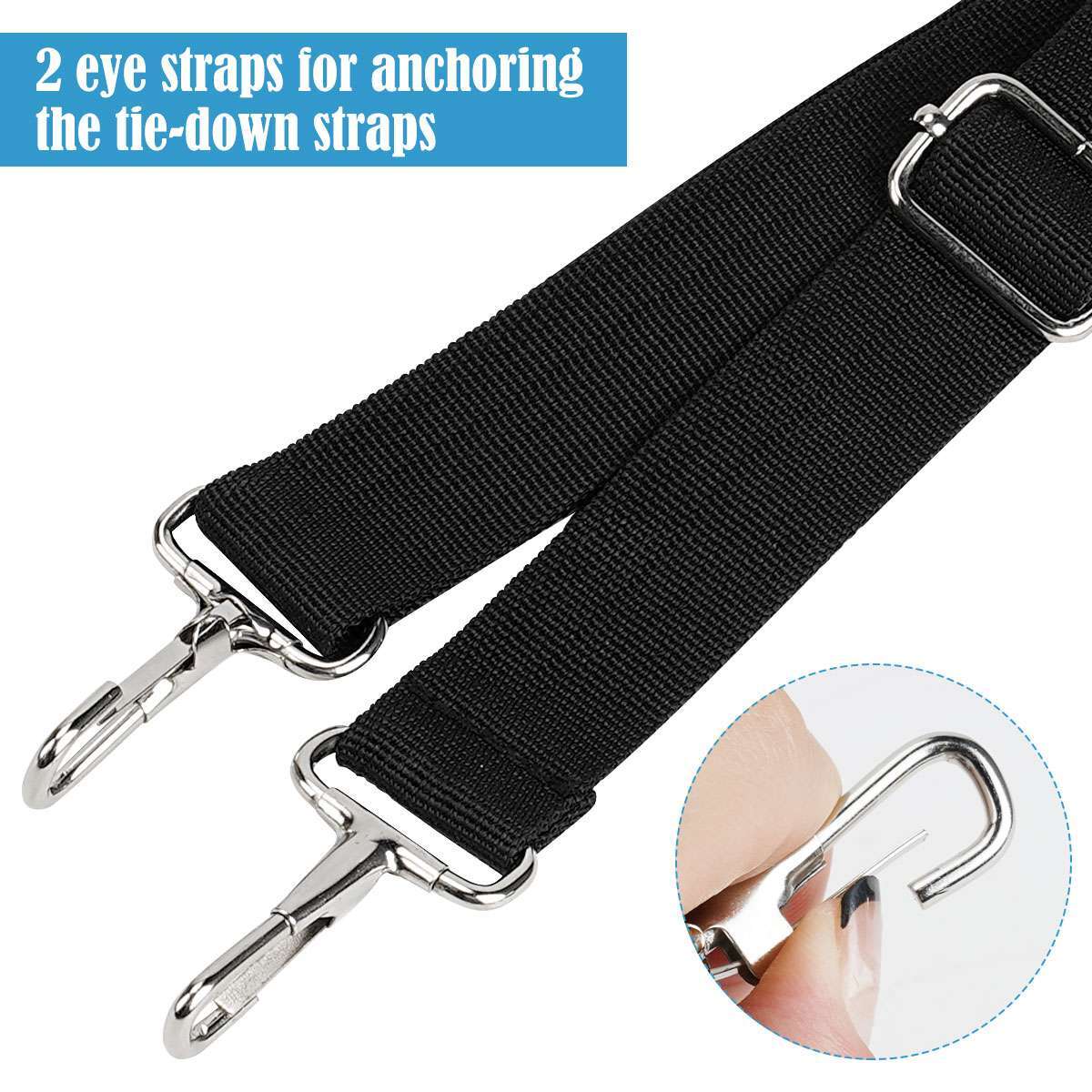 2x Adjustable for Bimini Boat Top Straps Loops & Snap Hook Stainless Steel