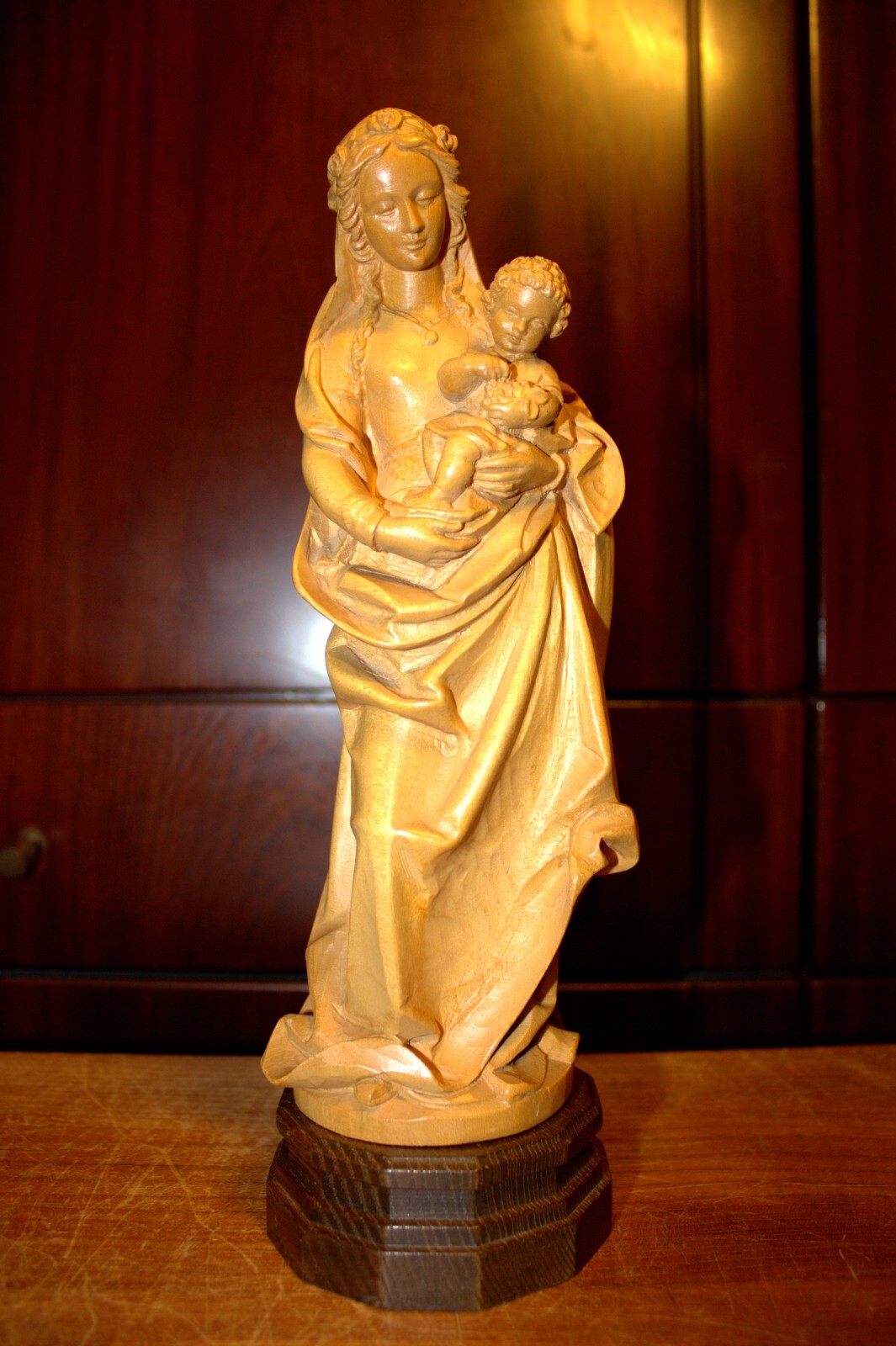 VTG ANRI 11" HAND CARVED WOOD OUR LADY VIRGIN MARY JESUS STATUE SCULPTURE FIGURE