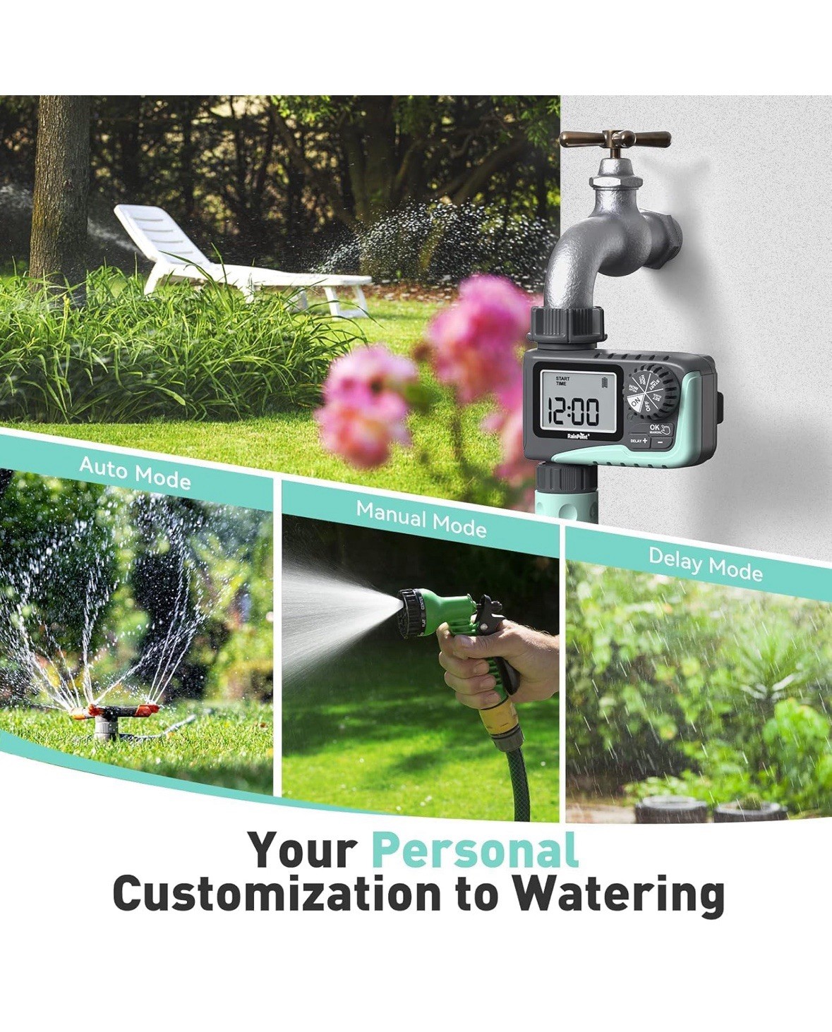 RAINPOINT Sprinkler Timer, Programmable Water Timer for Garden Hose, Outdoor Hos