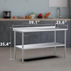 60'' x 24'' Heavy Duty Stainless Steel Table for Prep & Work with Backsplash New