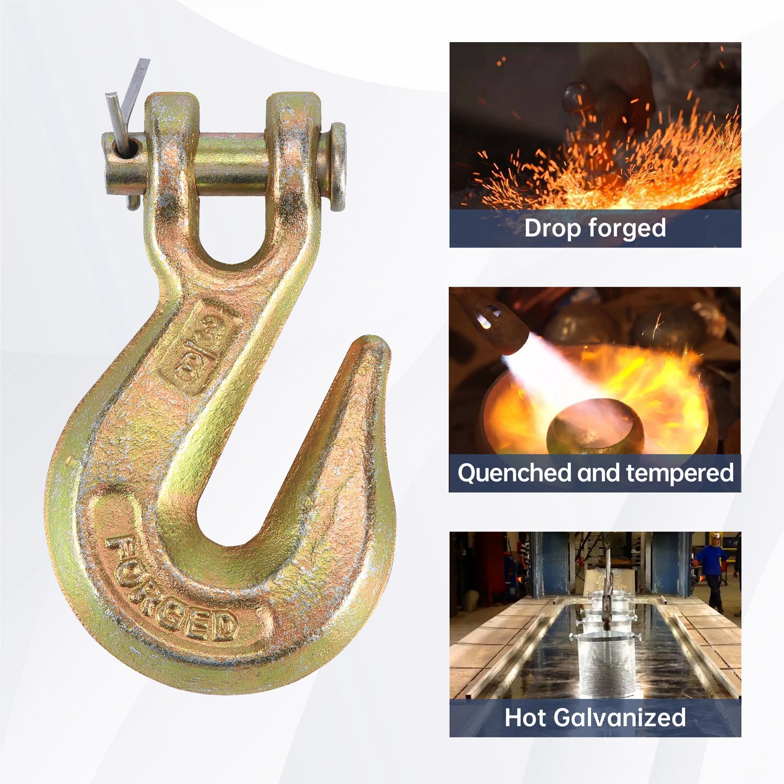 10 Pack G70 3/8" Clevis Grab Hooks Tow Chain Hook Flatbed Truck Trailer Tie Down