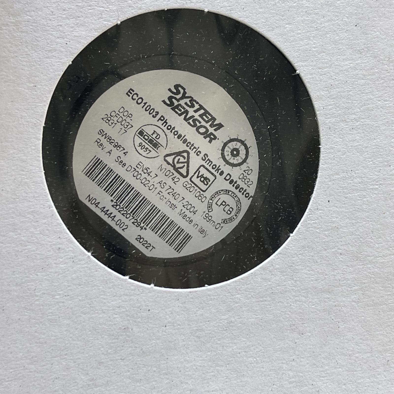 System Sensor ECO1003 White Optical Photoelectric Smoke Detector