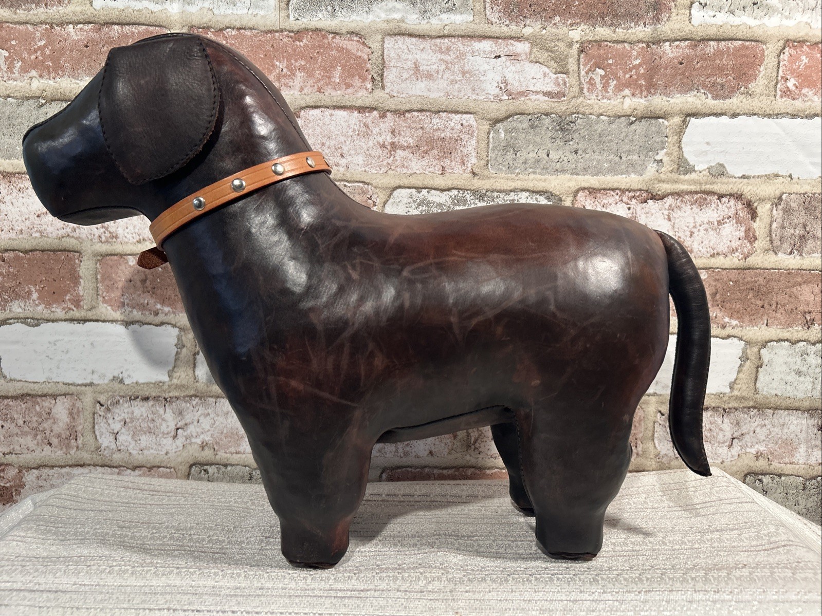 Vintage DIMITRI OMERSA Leather Dog Abercrombie Fitch Footstool Ottoman