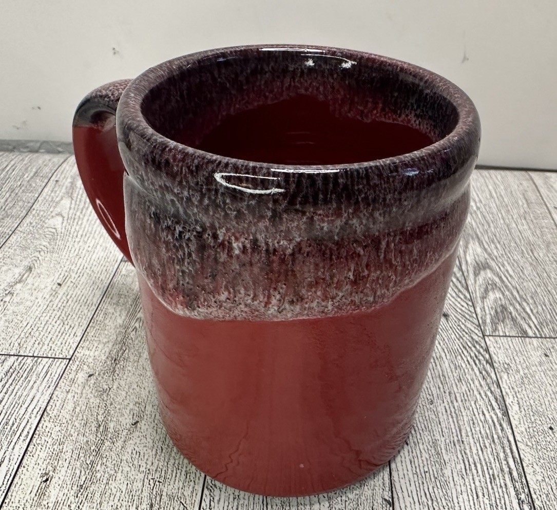 SNAP-ON TOOLS Handmade DENEEN POTTERY USA Red Drip Glaze COFFEE Drink MUG Cup