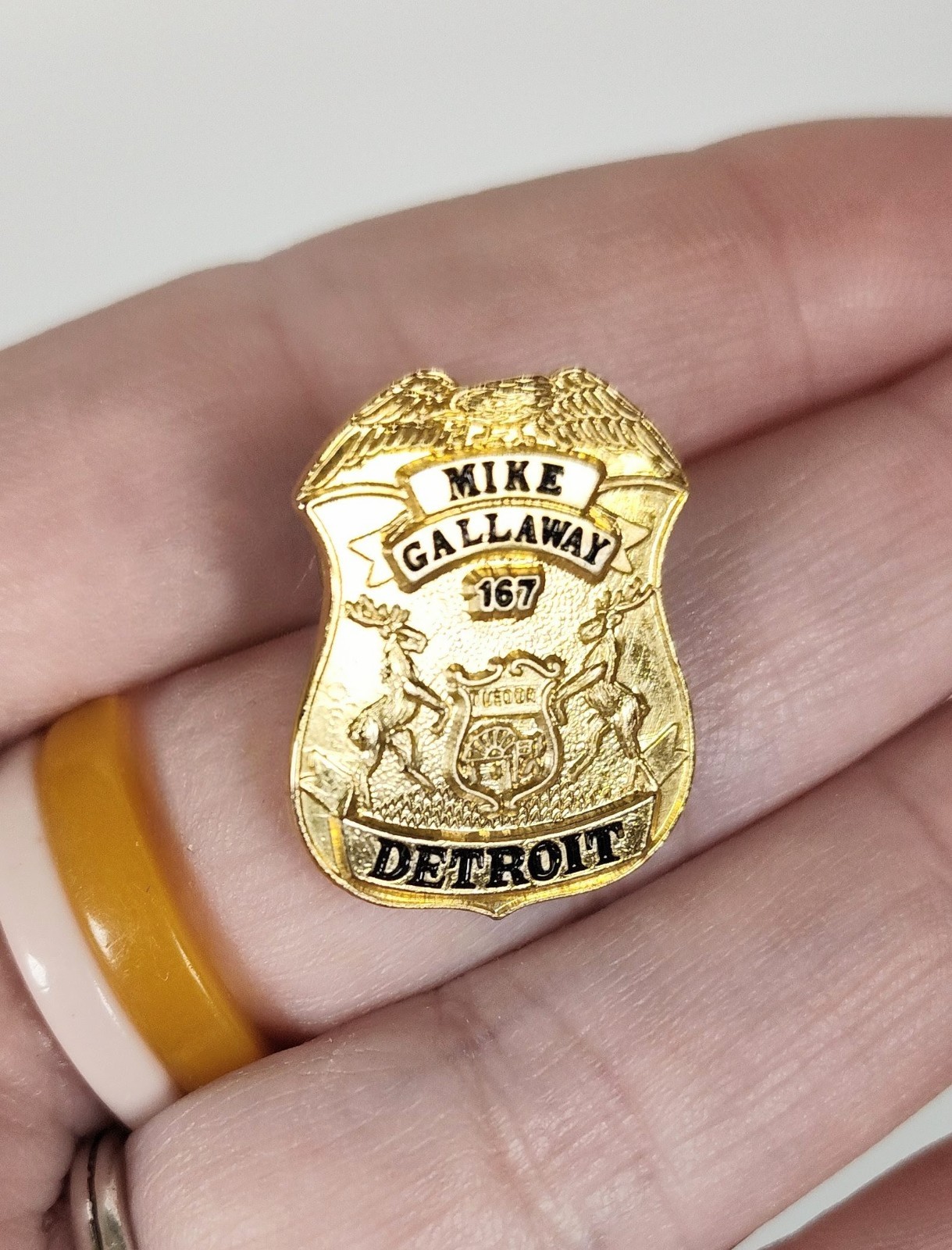 Vintage Detroit Police Dept Mini Badge Lapel Pin Pinback Hat Pin 1980s