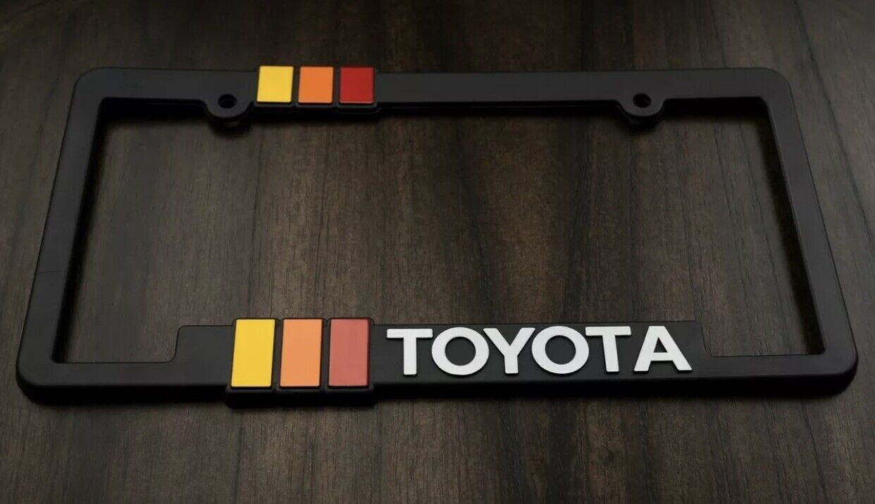 Toyota-Retro-Style-License-Plate-Frame-TRD-Offroad-Tacoma-FJ-Cruiser-4x4