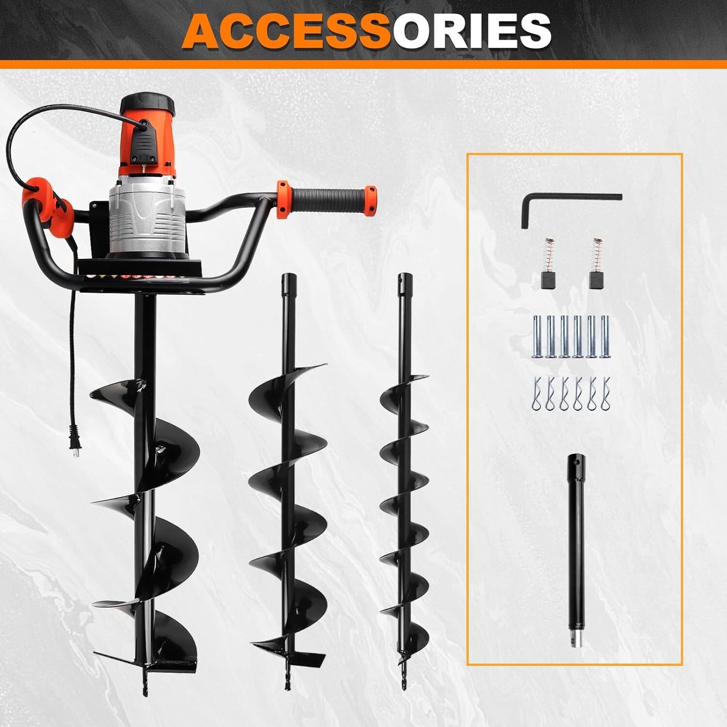1700W Electric Post Hole Digger Tools with 4" 6" 8" Digging + Extension Rods