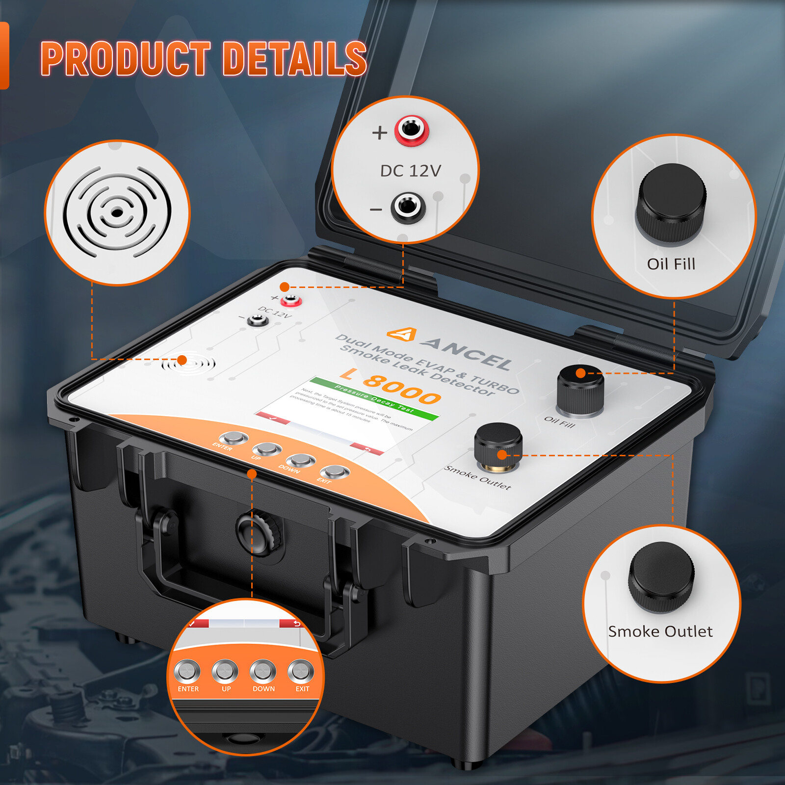 Ancel L8000 EVAP Smoke Machine Leak Tester Dual Mode Diagnostic Turbo System Kit