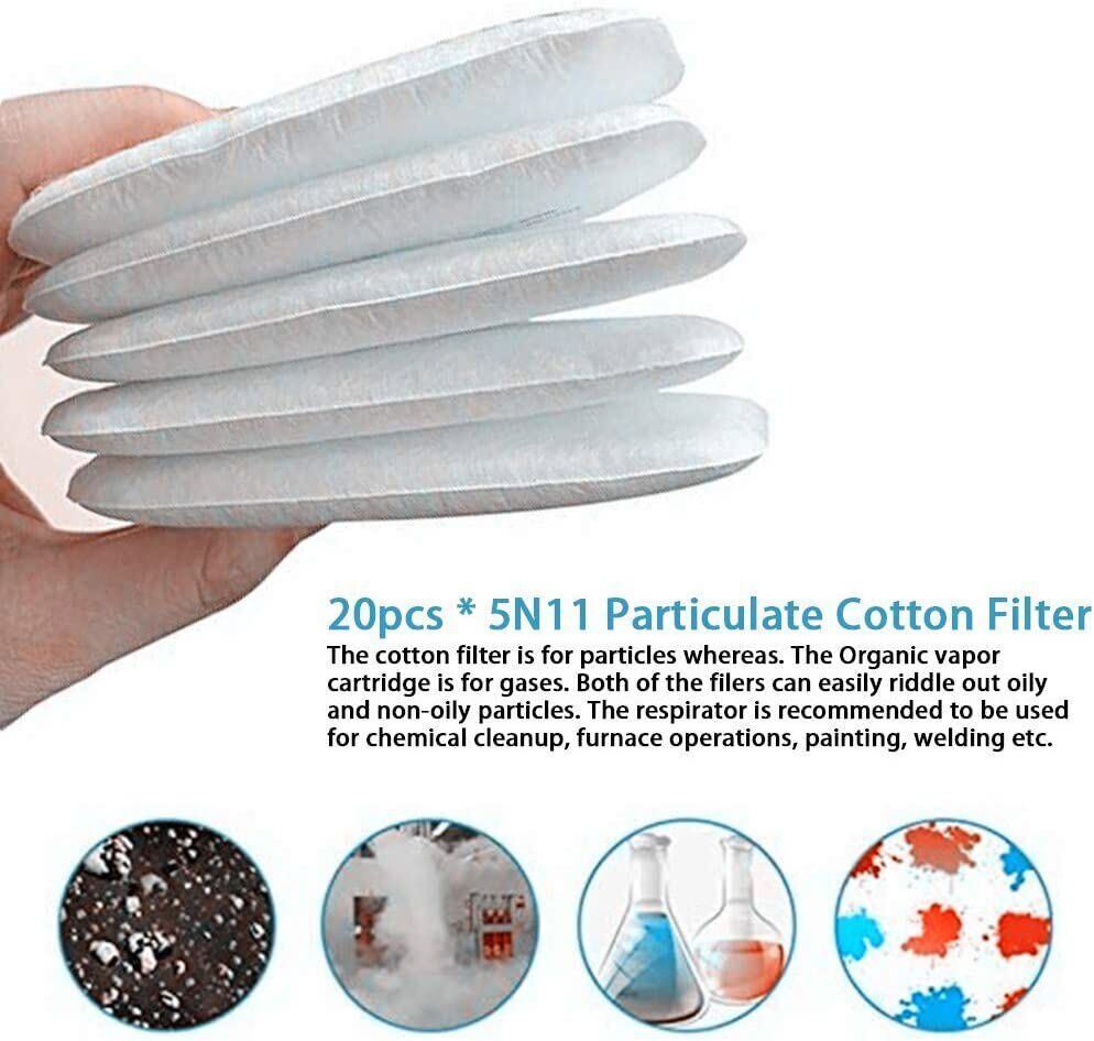 100pcs 5N11 Cotton Filter Replacement For 6100 6200 6800 7502 Respirator Filters