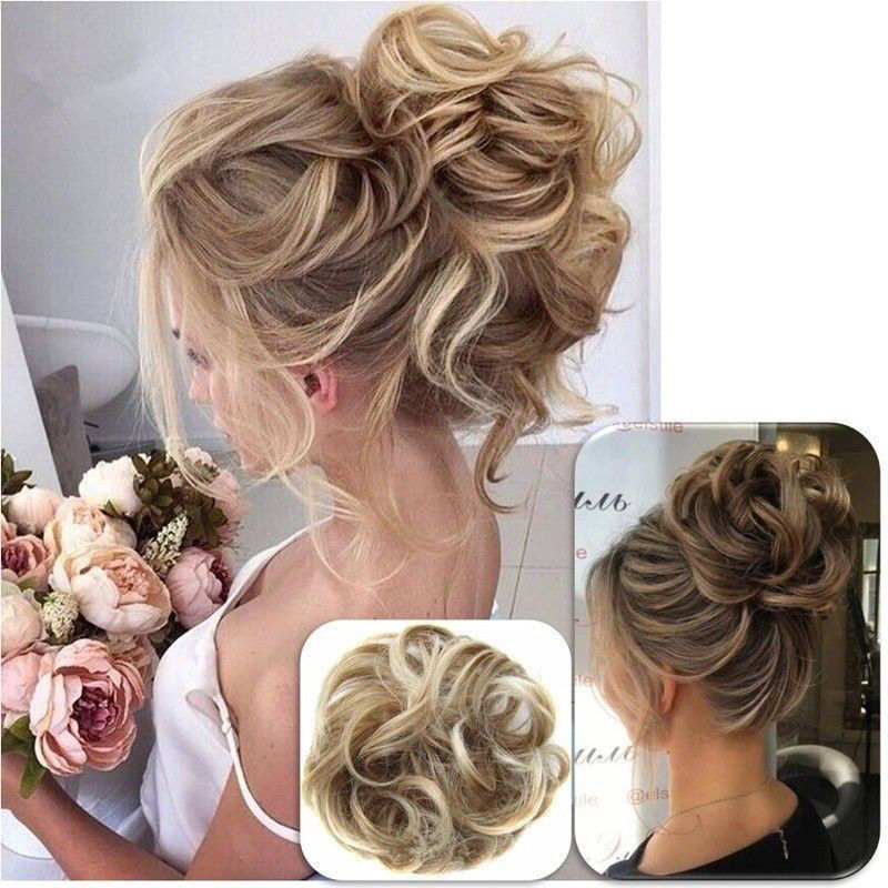 Real Soft Curly Messy Bun Hair Piece Scrunchie 100% Natural Hair Extensions US