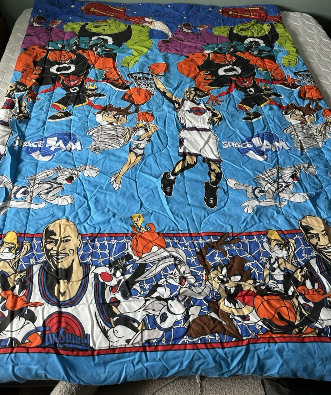 Vintage 1996 Space Jam Comforter Michael Jordan Looney Tunes Bugs Bunny TWIN