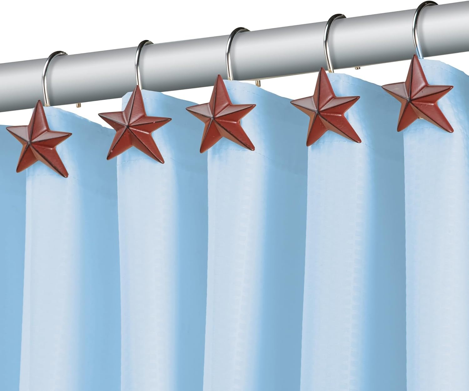 Collections Etc Rustic-Style Country Star Shower Curtain Hooks, 12ct.