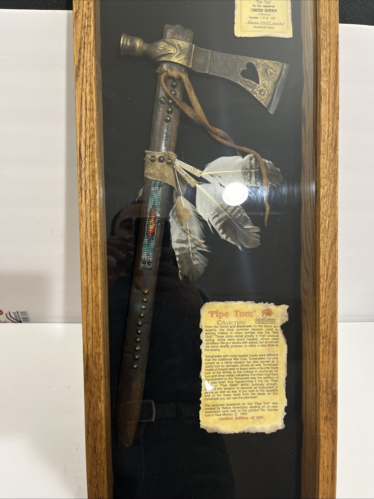 AUTH. NATIVE AMERICAN INDIAN Territory PIPE TOMAHAWK WITH Leather Tobacco Bag!